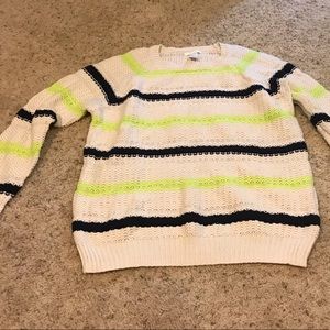 Forever 21 Cream/Lime/Navy stripe Knit Sweater